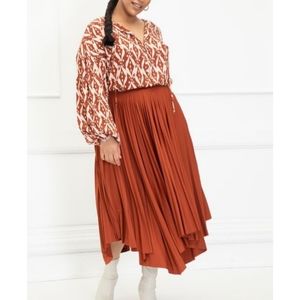 ELOQUII Elements Womens Shibori Print Balloon Sleeve Blouse Size 28 **Flaw.